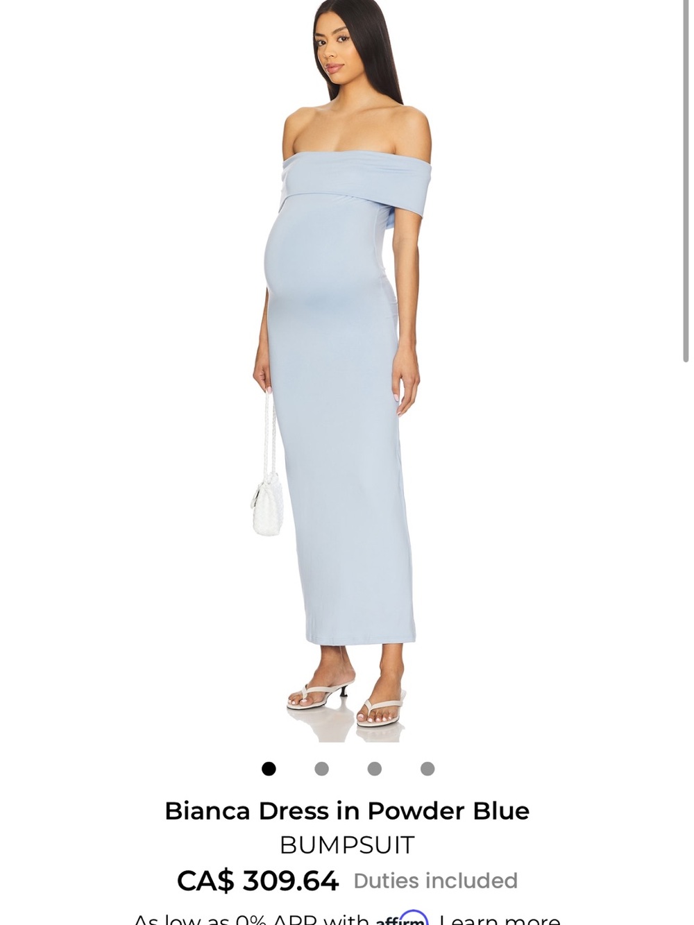 Bianca Off-Shoulder Maternity Dress in Powder Blue